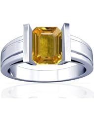 18K White Gold Emerald Cut Yellow Sapphire Solitaire Ring