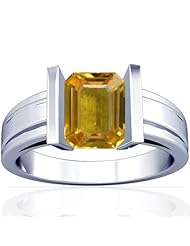 14K White Gold Emerald Cut Yellow Sapphire Solitaire Ring