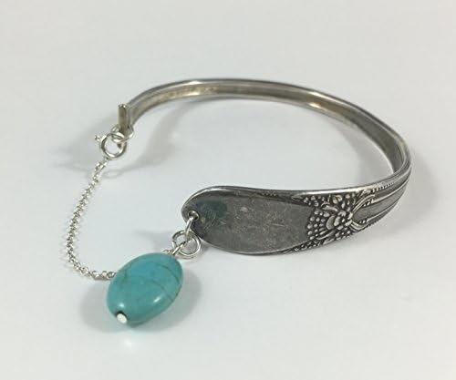 Silver Spoon Bracelet with Turquoise Bead