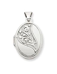 14k Gold White Gold 17mm Embossed Oval Locket