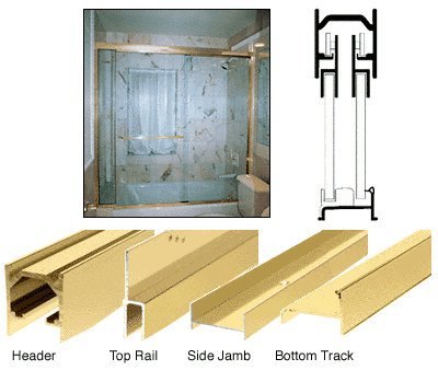 CRL Brite Gold Anodized Frameless Sliding Shower Door Kit with Towel Bar and Knob for 60 High Installation by CR Laurence