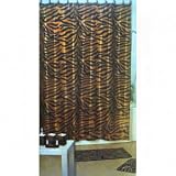 4pcs Bath Rug Set Zebra Brown Print Bathroom Rug Shower Curtain Mat / Rings
