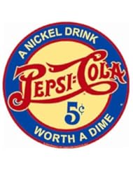 From Amazon.com. Click for details:
 Pepsi Cola Logo Round Metal Sign Pepsi Cola Logo Round Metal Sign