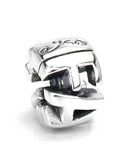 Bella Fascini FAITH with INFINITY CROSS Word Charm - Solid Sterling Silver European Charm Bracelet Bead - Compatible Brand Bracelets : Authentic Pandora, Chamilia, Moress, Troll, Ohm, Zable, Biagi, Kays Charmed Memories, Kohls, Persona & more!