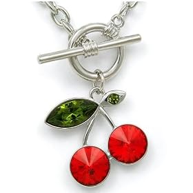 Large Crystal Cherry Red Necklace Fashion Jewelry thumbnail