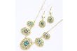 Abalone Necklace Earring Set Five Oval in Golden Chain 18''