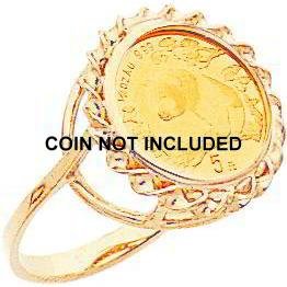 14K Gold 1/20oz Panda Coin Ring Sz 8