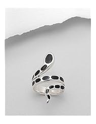 Black Resin Snake Reconstructed stones Ring In 92.5 Sterling Silver