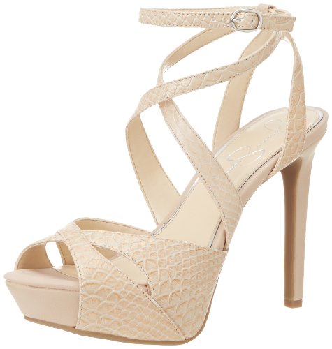 Jessica Simpson Women's Finlay Platform Pump,Powder Nude Hologram Ariel,11 M US