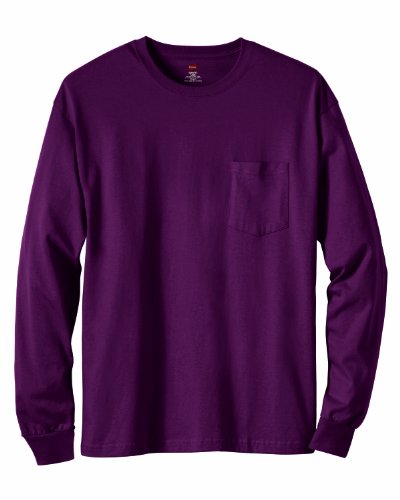 Hanes TAGLESS 6.1 Long Sleeve with Pocket (Pack of 1) Size:XX-Large Color:Maroon