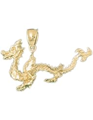 Dazzlers Solid 14 karats Gold 3D Dragon Charm Pendant available in three colors from jewelsberry (weights: 6.9 grams only)