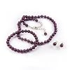 Light Purple 6mm Glass Pearl Necklace, Bracelet and Earrings Set by Margot Townsend