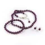 Light Purple 6mm Glass Pearl Necklace, Bracelet and Earrings Set by Margot Townsend
