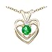 0.27 cts Genuine Emerald and Diamond Heart Pendant - 14kt White or Yellow Gold