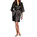LAPAYA Women's Kimono Robe Knee Length Bridal Lingerie Sleepwear Short Satin Robe