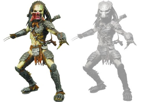 Alien VS. Predator: Requiem NECA Action Figure Series 3 Set of Stealth Predator and Unmasked Open-Mouth Predator
