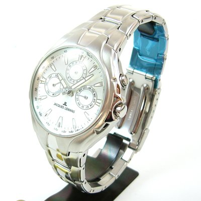 Jacques Lemans Vollkalender Herrenuhr 1-1190 silber weiss