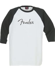 Fender? Baseball Logo T-Shirt, White w/ Black Sleeves, XL