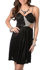 Sexy Cocktail Jeweled Cutout Polyester/Spandex/Taffeta  Dress