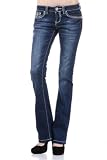 Miss Chic Bootcut Denim Jeans With Embellished Pockets