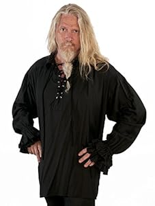 Dress Like A Pirate Clothing Quality Pirate Steampunk Reenactment Shirt (2X/3X, Black)