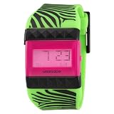 Wize & Ope Unisex WO-SAF-2 Safari Digital Pink Dial Print Green Strap Black Slide Watch