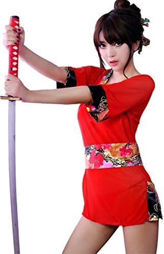Amour-Women Lingerie Cosplay Kimono Night Dress+Thongs+Belt Sleepwear