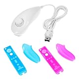 GTMax White Nunchuck + Blue 2 Tone Remote Controller & Nunchuk Silicone Ski ....