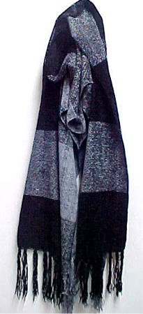 Wholesale Lot Of 10 Black / Gray Fringed Scarves Scarf