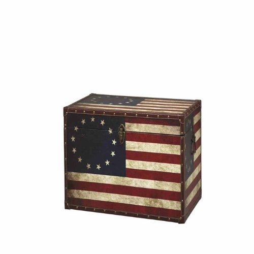 13 Star Vintage American Flag Coffee Table Trunk with Lift Top