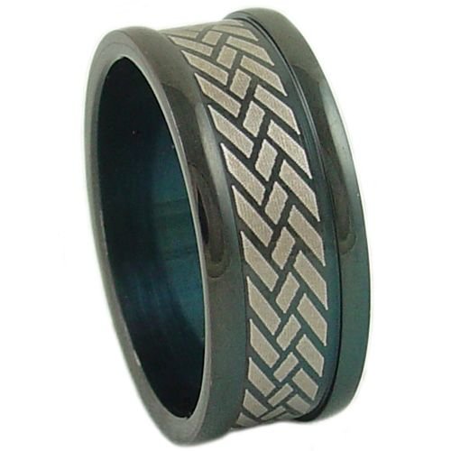 Black Stainless Steel with Braid Wedding Band Ring for Men 10mm Wide