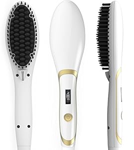 Hair Straightener Brush, Magictec Ceramic Heating Straightening Irons Brush Anti Scald, Static, Detangling and Silky Straight
