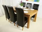 6ft Oxford Extending Dining Room Table With 6 Zen Dark Chocolate Brown Leather Chairs Furniture Set