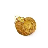 Ammonite Fossil Pendant on Gold Plated Mount with Corded Necklace