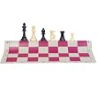 Best Value Tournament Chess Set - 90% Plastic Filled Chess Pieces and Pink Roll-up Vinyl Chess Board