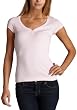 Three Dots Women's Cap Sleeve V-Neck Henley Tee