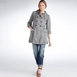 Hooded double-breasted cotton twill parka smokey grey 6