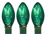 Set Of 25 Transparent Green C9 Christmas Lights Green Wire 25' ES76-983