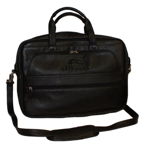 NFL Seattle Seahawks Debossed Black Leather Laptop Bag