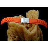 ORANGE 22mm MODENA President / Submariner Style European Rubber Watch Band w/ Deployant / Deployment Buckle / Clasp