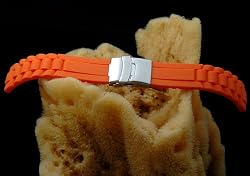 ORANGE22mmMODENAPresident/SubmarinerStyleItalianRubberWatchBandw/Deployant/DeploymentBuckle/Clasp