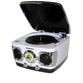 Studebaker 3-Speed Black/White Turntable with AM/FM Tuner - SB6053