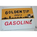 Old Golden Tip Gasoline Porcelain Enamel Sign, Emaile