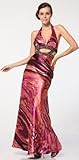IMAGE OF 1240 DETAIL PRINT SATIN SEQUINED TRIM PROM LONG GOWN