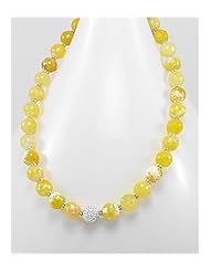 Yellow Agate Necklace In Brass