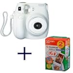 Fujiilm Instax MINI 7s White Instant Film Camera with Cheki film 2pack (10picture X2)