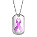 Breast Cancer Ribbon - Military Dog Tag Keychain