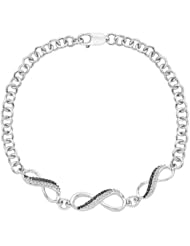 Black and White Diamond Infinity Bracelet in Sterling Silver (1/5 cttw)