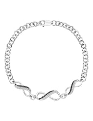Black and White Diamond Infinity Bracelet in 10K White Gold (1/5 cttw)