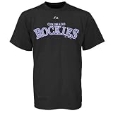 MLB Boys' Colorado Rockies Official Wordmark Short Sleeve Basic Tee by Majestic (Black, Large)